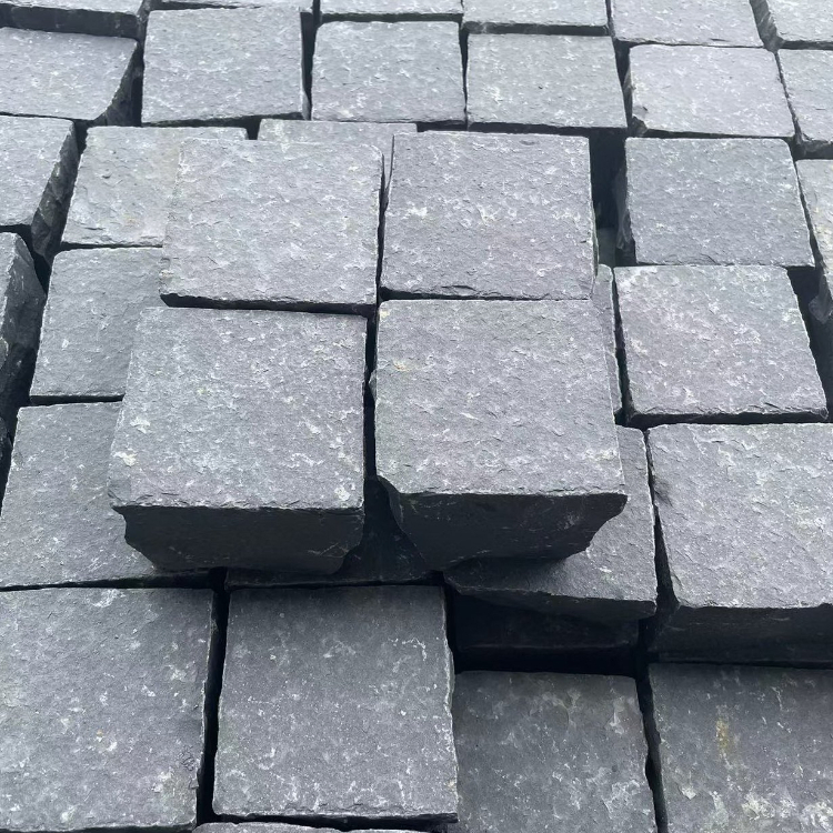 Factory Direct Flamed and Split Finish Black Basalt Cube Stone