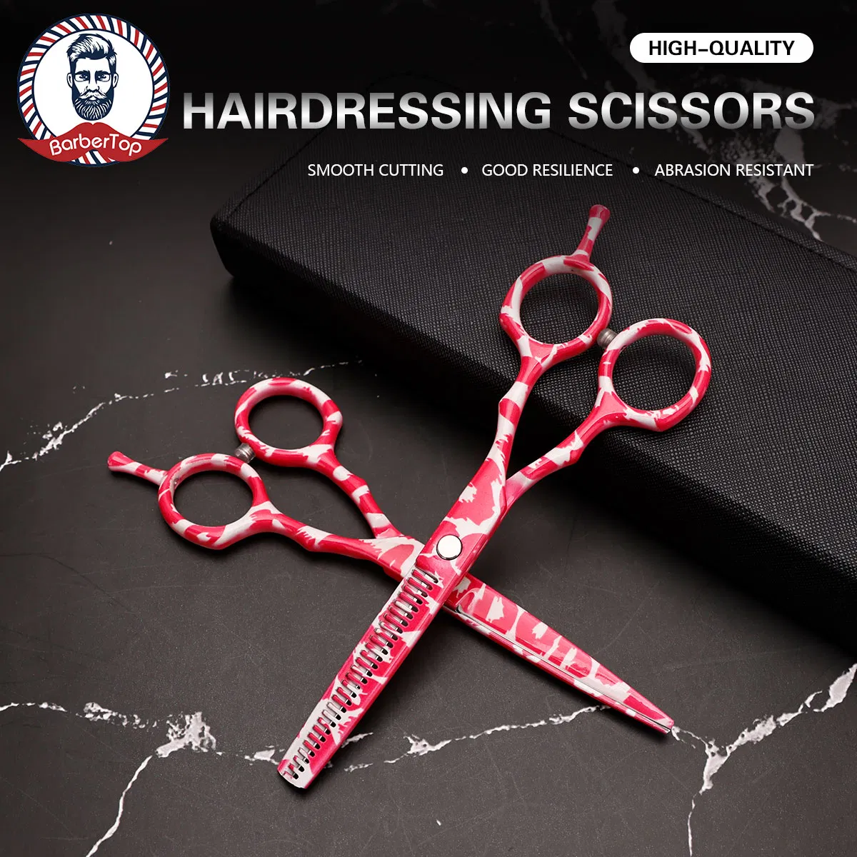 Camouflage Color Stainless Steel Hairdressing Professional Hair Stylist Special Pink Scissors Tooth Scissors