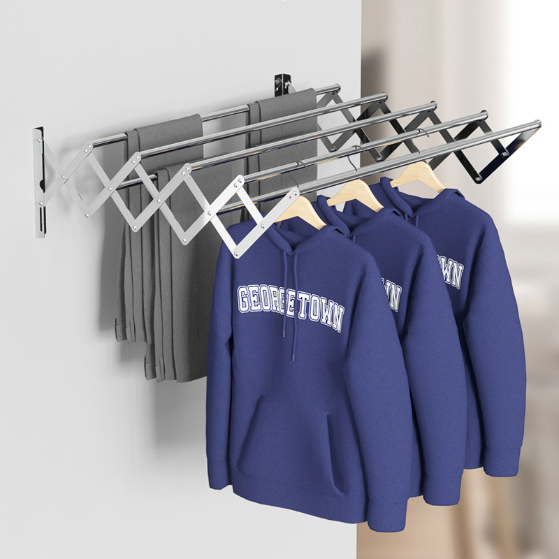 Sanipro Iron 5-Pole Push-Pull Extensible Wall Hanging Drying Rack Folding Towel Holder Clothes Drying Hanger