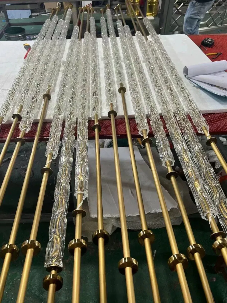 Champagne Gold Stainless Steel Crystal Glass Partition Screen for Hotel Villa Decoration