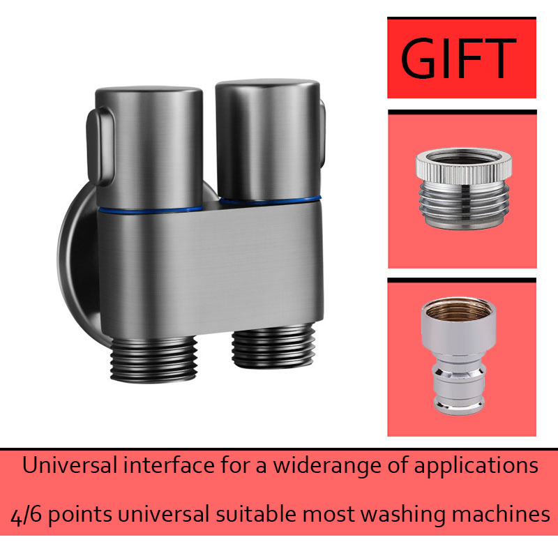 Washing Machine Faucet Mini Three-Way Angle Valve One Into Two out Double Control Double Switch Home a Two Toilet Gun