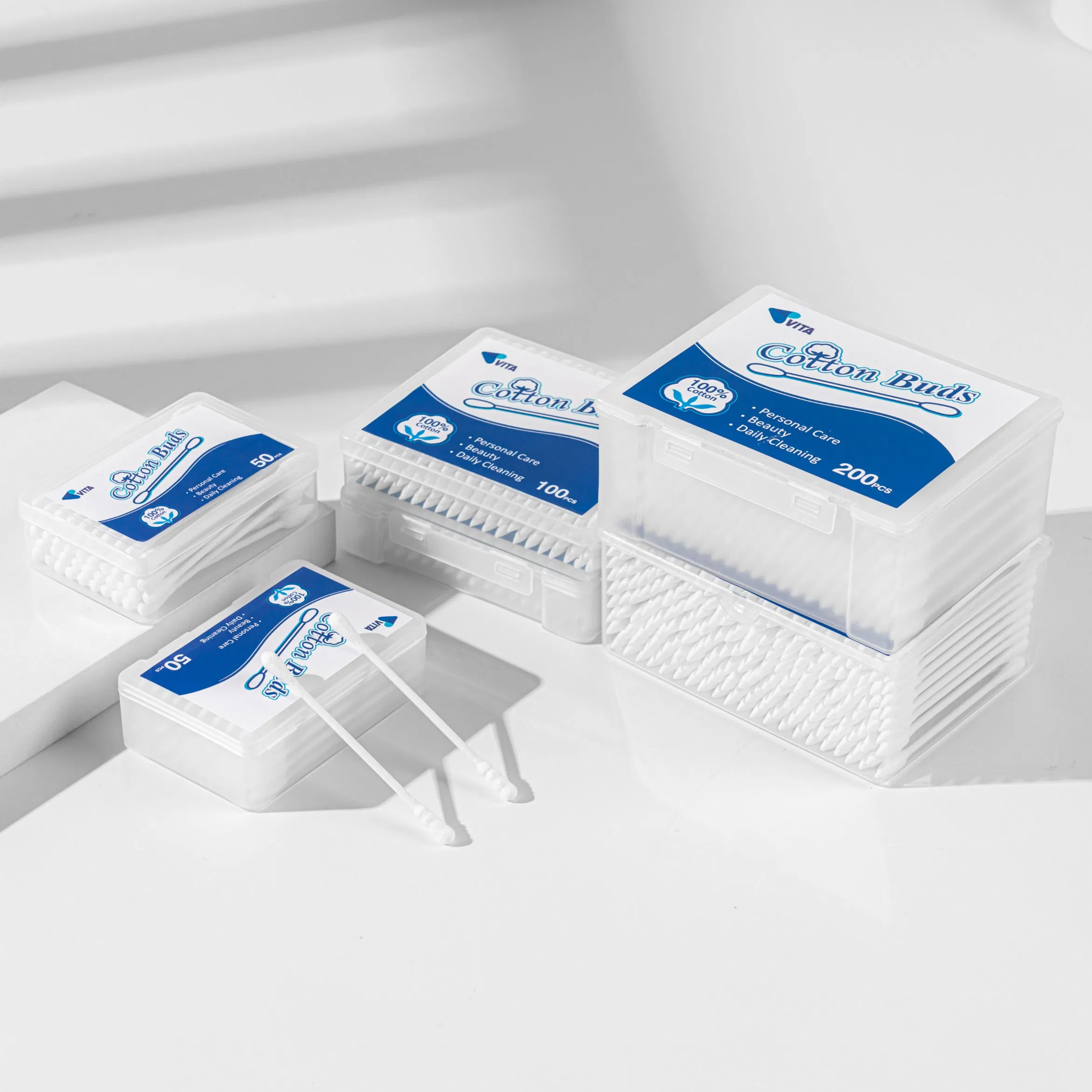 Premium Square Box of 100 Makeup Cotton Swabs for Beauty Care