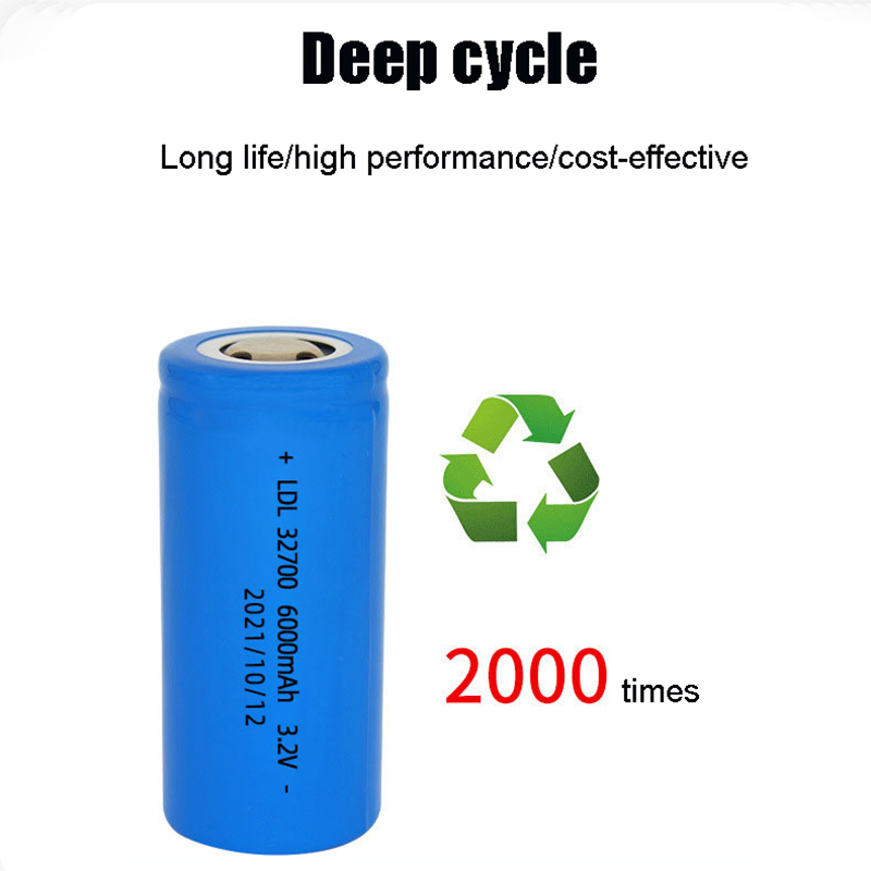 Deep Cycle Rechargeable Li Ion Battery Cell 32700 3.2V 6000mAh LiFePO4 Battery for Solar Light