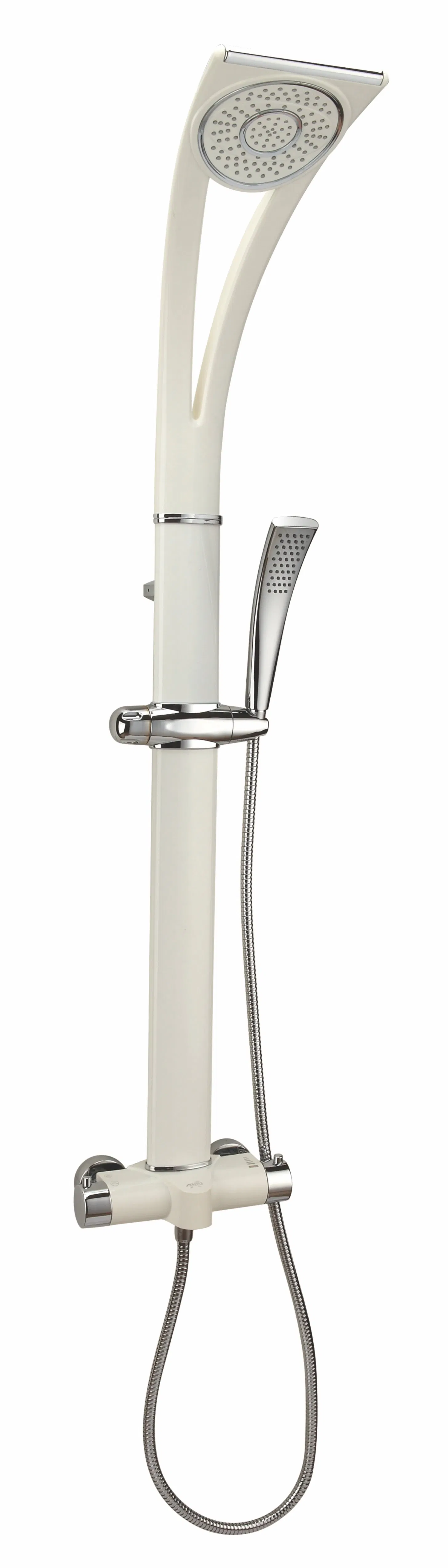 Shower Mixer Column Height Adjustable Pipe Thermostatic Faucet Wall Mounted Dual Handle Bathroom Rain Shower Set Black