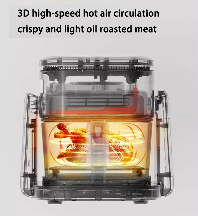 360 Visible Transparent Electric Air Fryer Household Use Multi-Functional Cooker Baker and Air Fryer