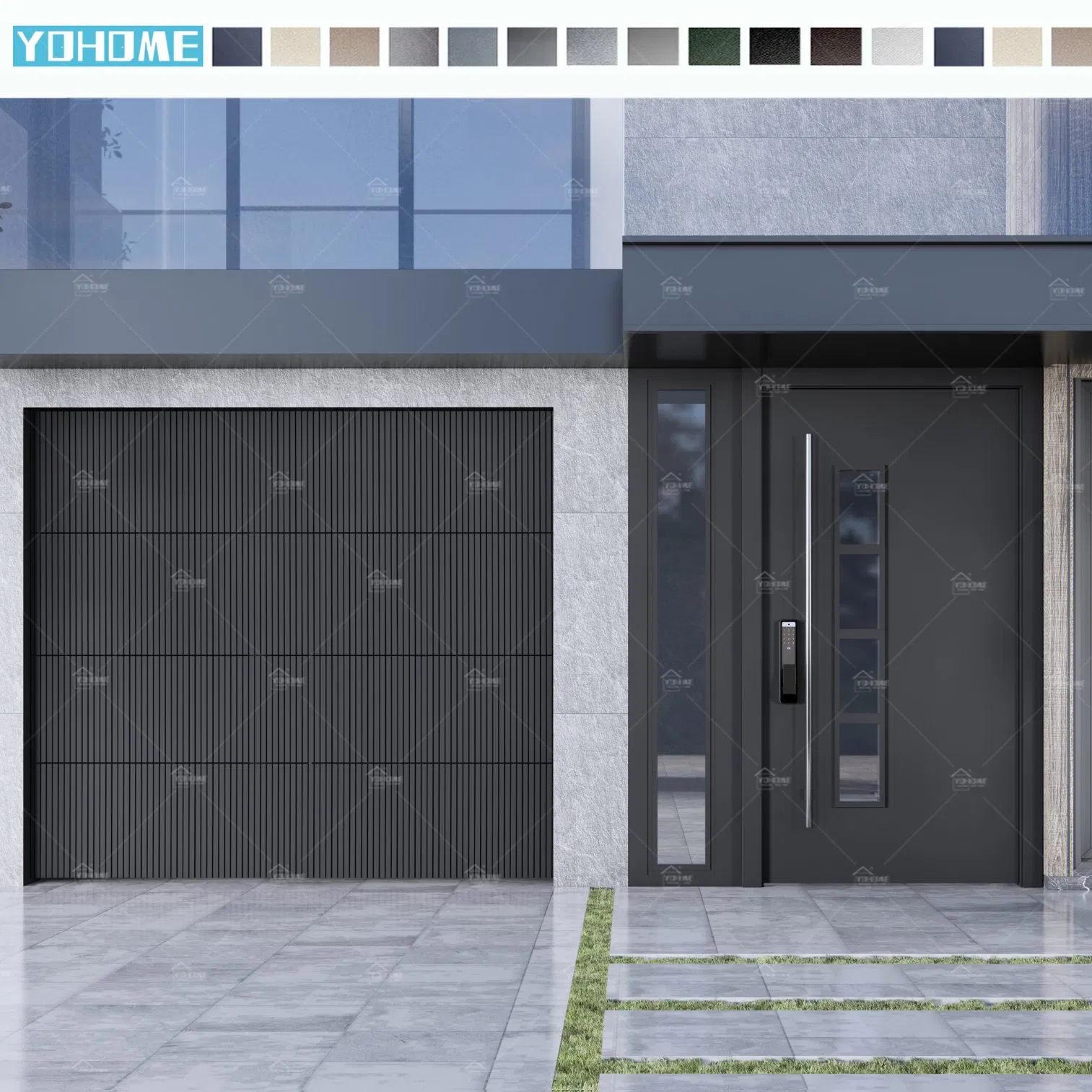 China Top Factory Wholesale Aluminium Modern Automated Garage Doors in Black