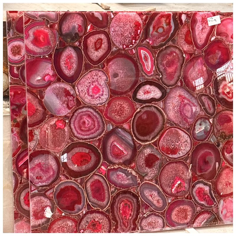 Semi-Precious Red Agate Gemstone Backlit Floor and Wall Tiles