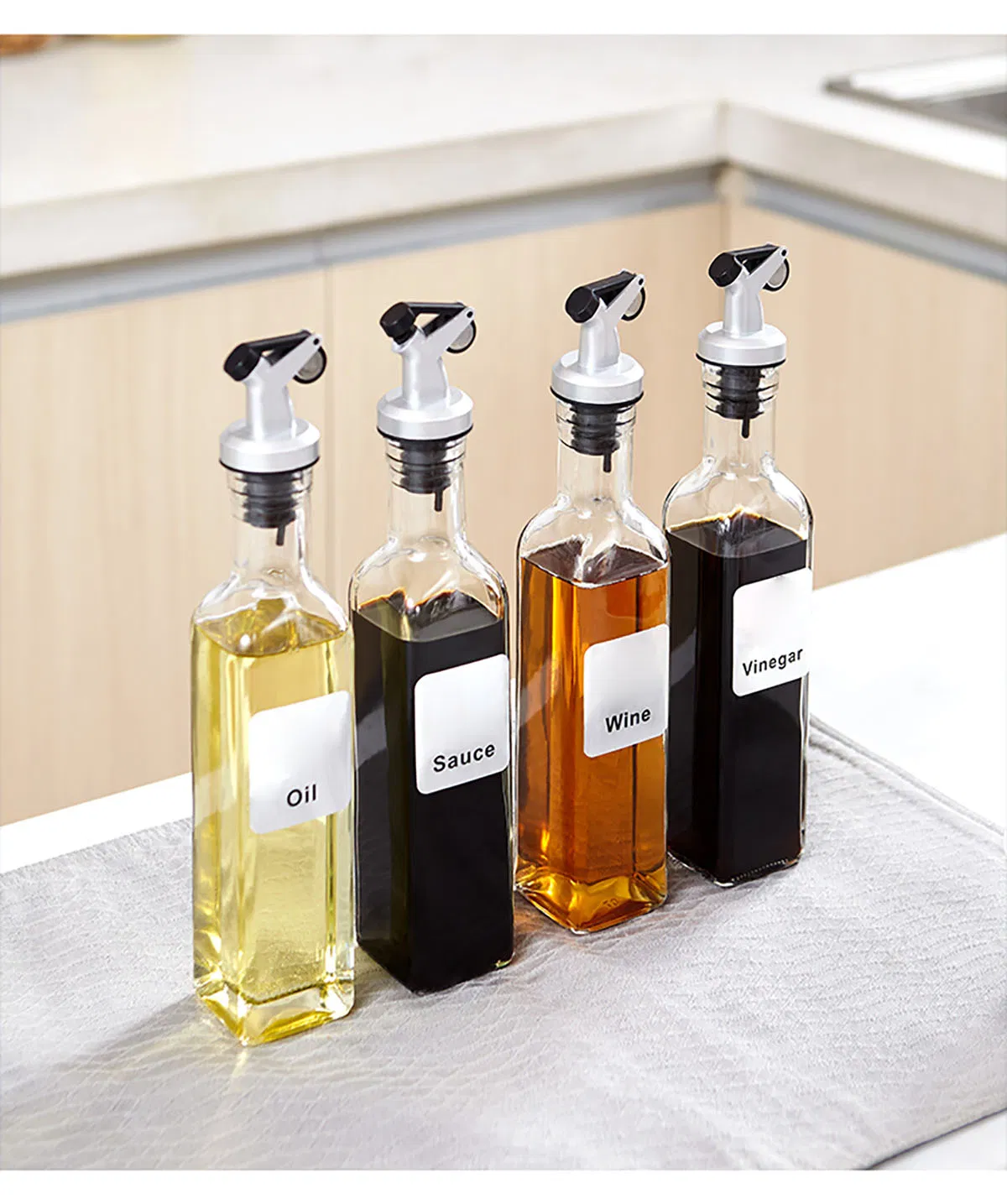 100ml to 1000ml Popular Glass Olive Oil Dispenser Bottle Glass Seasoning Pot Condiment Set Vinegar Pot for Kitchen