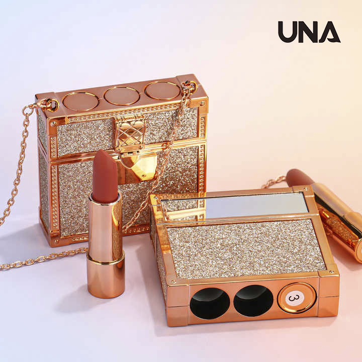 Private Label Matte Lipstick 3-Piece Set with Luxury Chain Bag Vegan Free Choice Lipstick Color Combination Creamy Lipstick