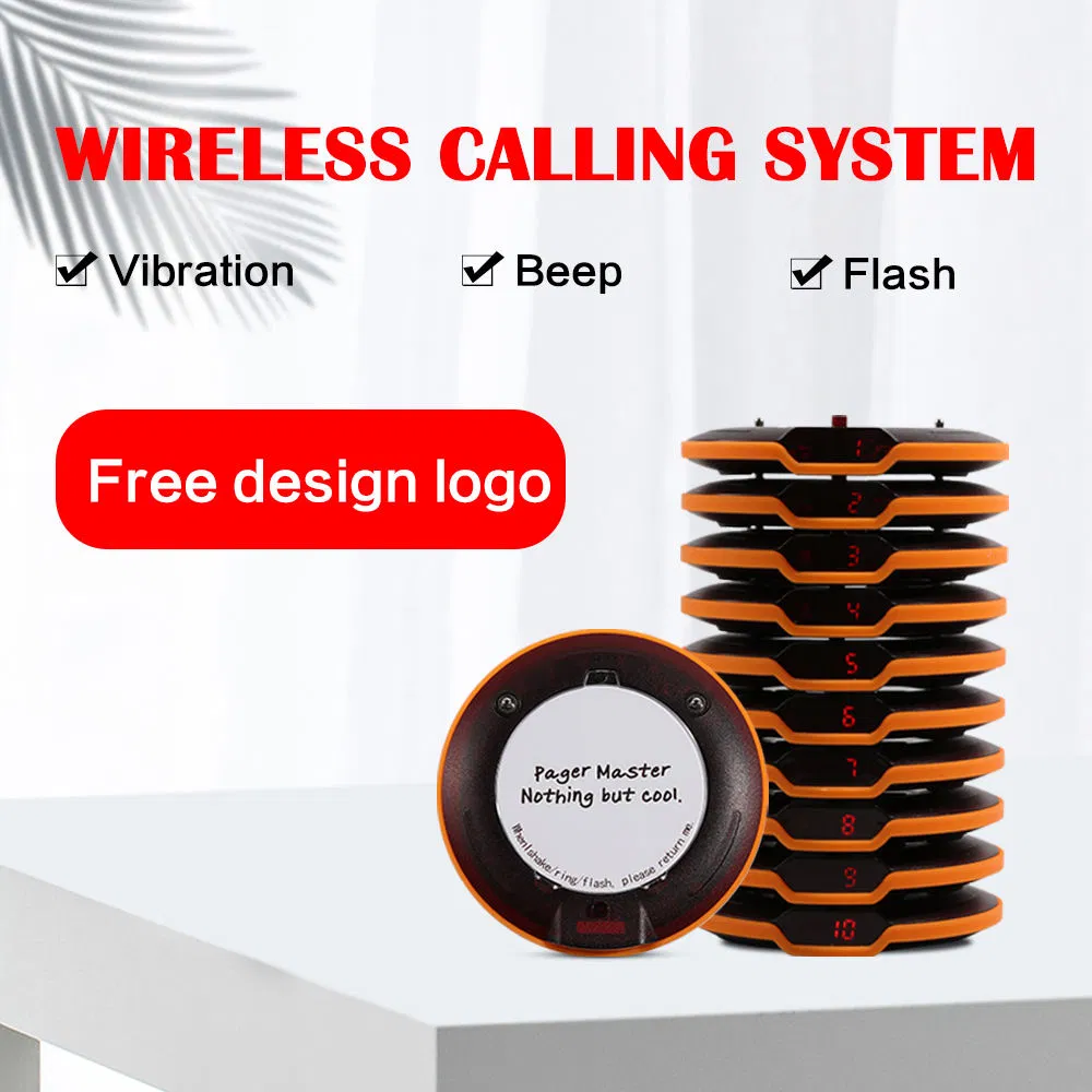 Wireless Queue Calling Guest Customer Beeper System Coaster Restaurant Pager for Food
