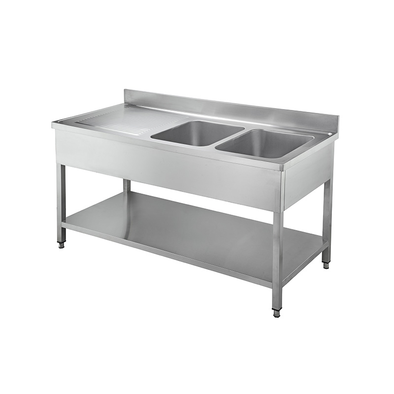 Commercial Stainless Steel Sink with Integrated Backsplash