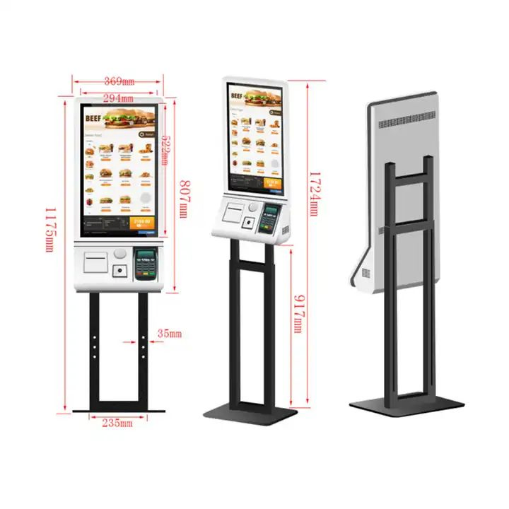 Big Touch Screen Fast Food Restaurant Ordering Machine Self-Service Payment Terminal Kiosk with Thermal Printer and Qr Scanner