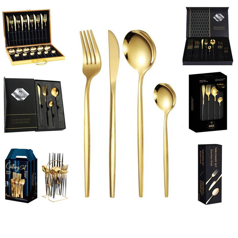 Christmas Gold Spoon Fork Stainless Steel Coffee Cutlery Set Gift Decoration Navidad