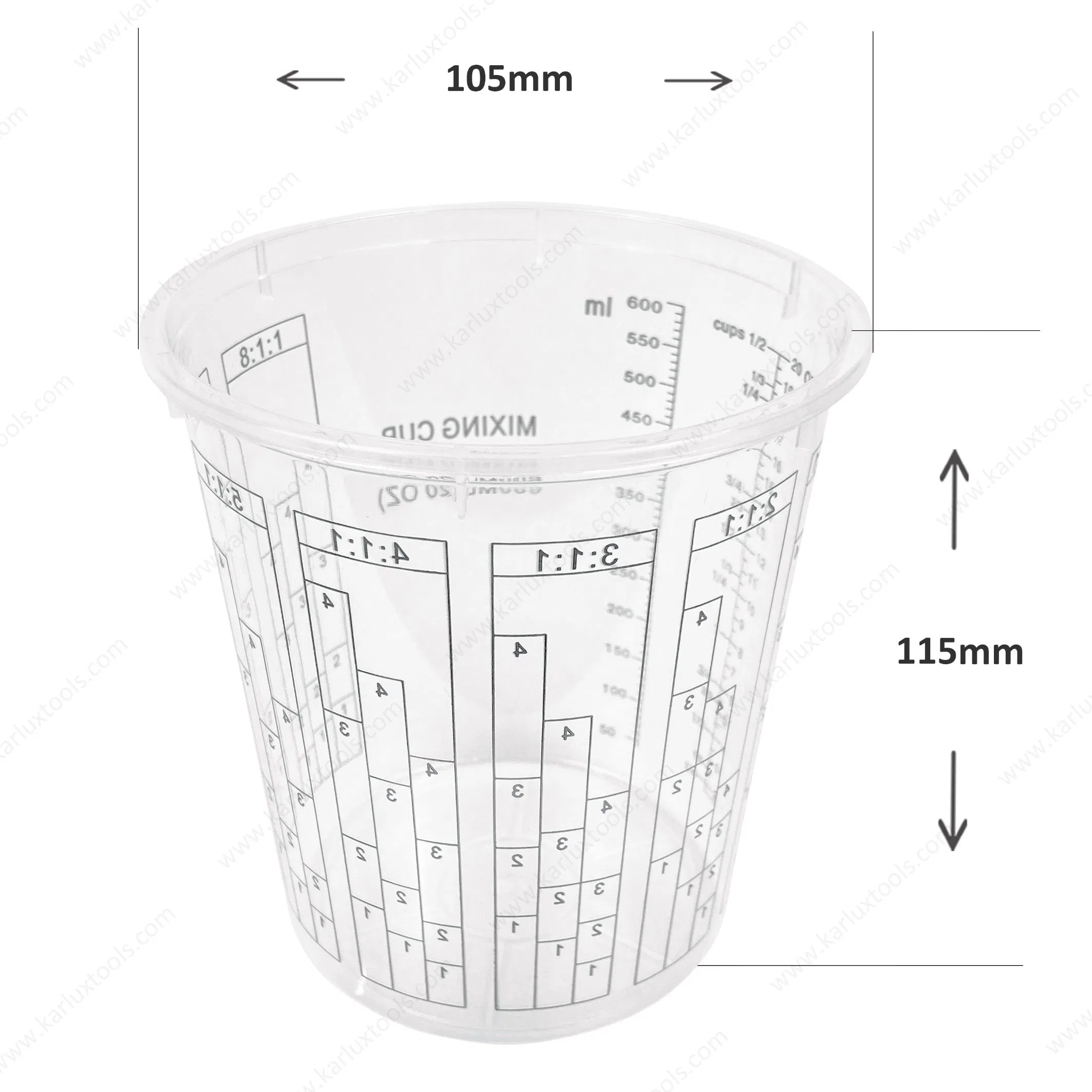 20 Oz 600ml Auto Paint Measuring Cups 20 Ounce PP Plastic Resin Epoxy Disposable Quart Mixing Cups Graduated Paint Mixing Cups