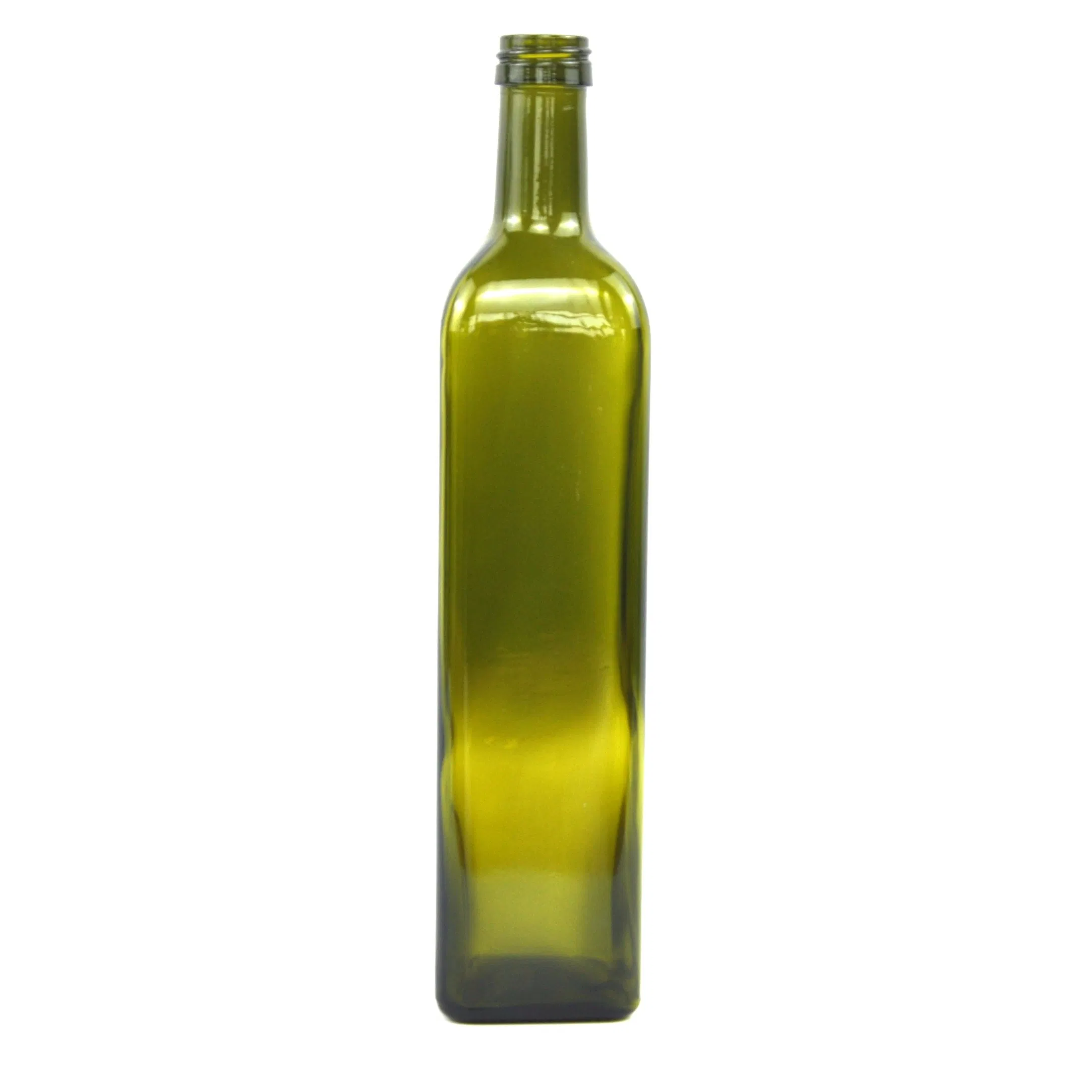 Square Olive Glass Bottle for Kitchen