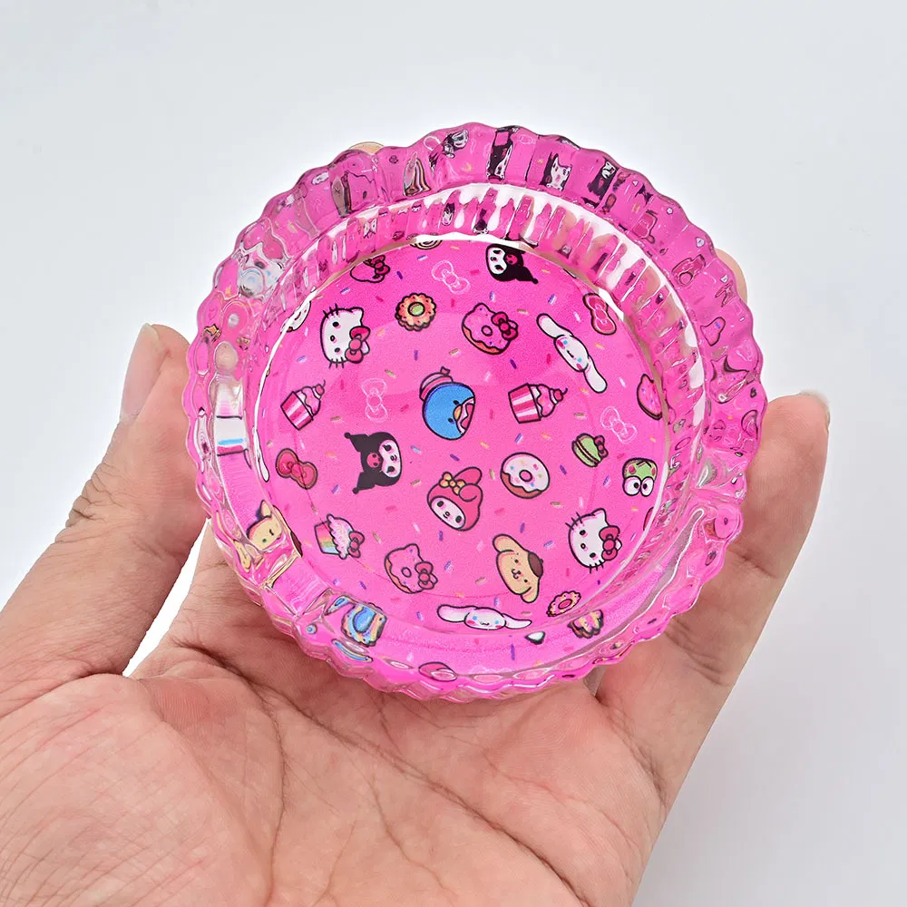 Cute Cartoon Clear Crystal Glass Ashtray Pink Smoking Accessories Decorative Ornaments Fashion Ashtray DAB Tool