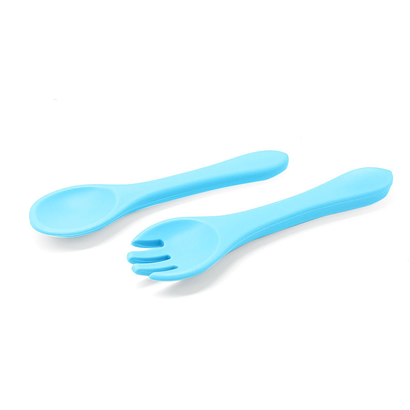 100% Food Grade Silicon Baby Bowl and Spoon Children Single Silicone Spoon