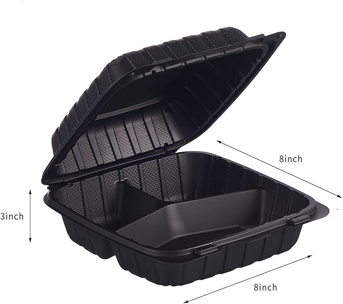 Multi Compartment Square Clamshell PP Cornstrach Food Box for Takeout Serve