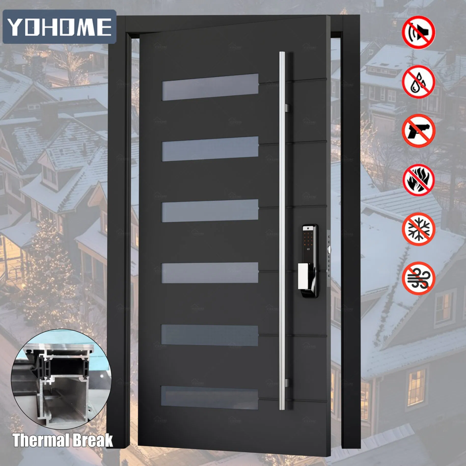 China Top Factory Custom Villa Door Designs Luxury Villa Pivot Modern Cast Aluminum Front Entry Bullet Proof Security House Front Doors