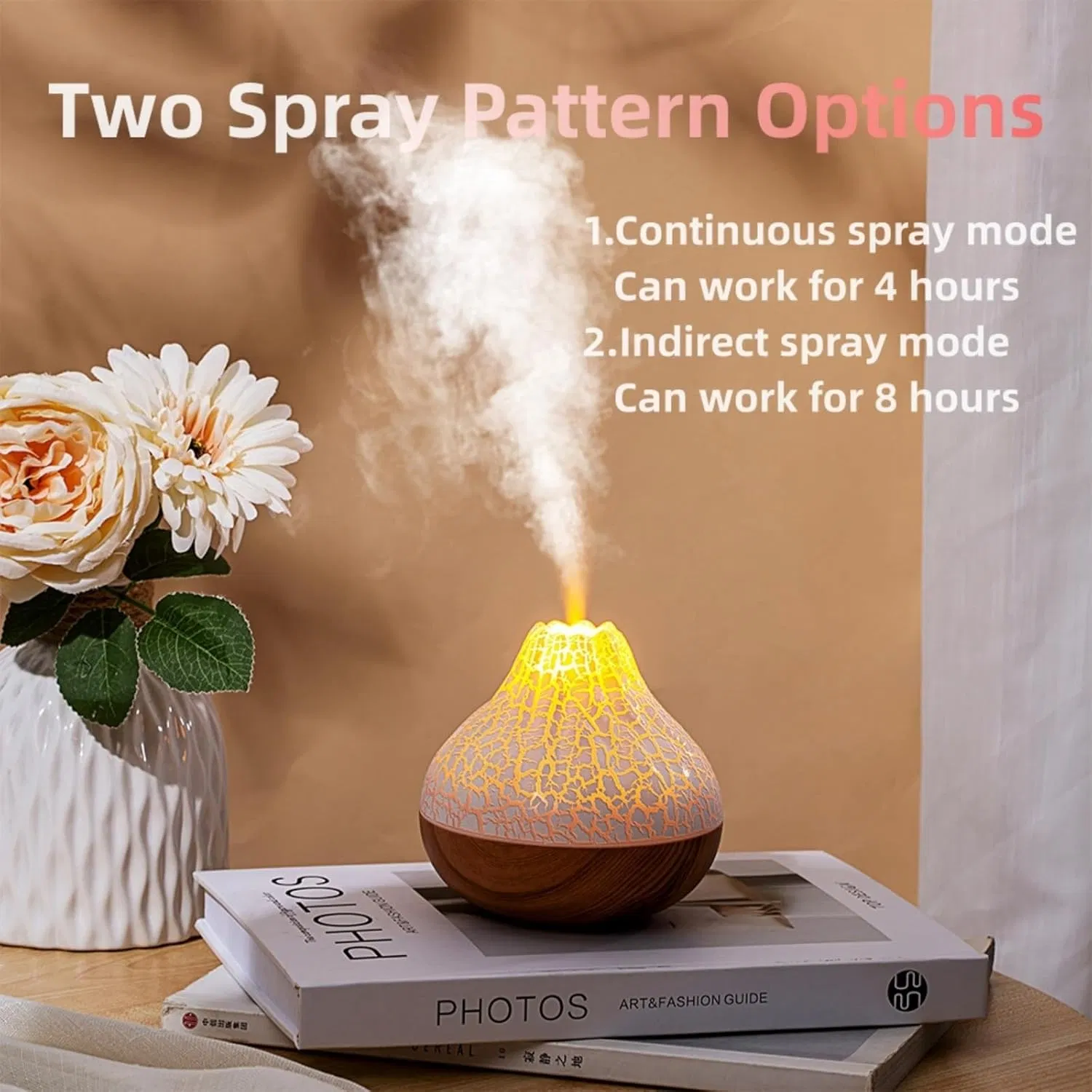New Air Humidifier Diffuser Cool USB Aroma Diffuser 300ml Wood Grain Essential Oil Atomizer Volcano Aroma Diffuser for Home