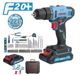 Аккумуляторная дрель-шуруповерт Fixtec 20V с 221 насадкой