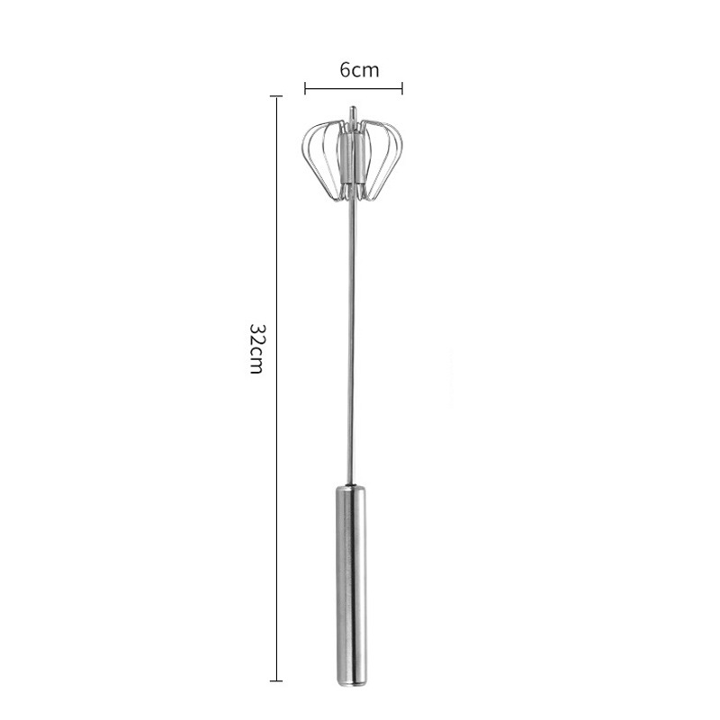 Mini Handheld Egg Beater, Stainless Steel Semi-Automatic Milk Frother