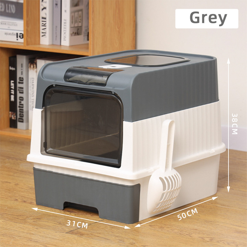 Extra-Large Cat Litter Box with Fully Enclosed Drawer-Style Cat Toilet Splash-Proof and Odor-Removing Cat Litter Box