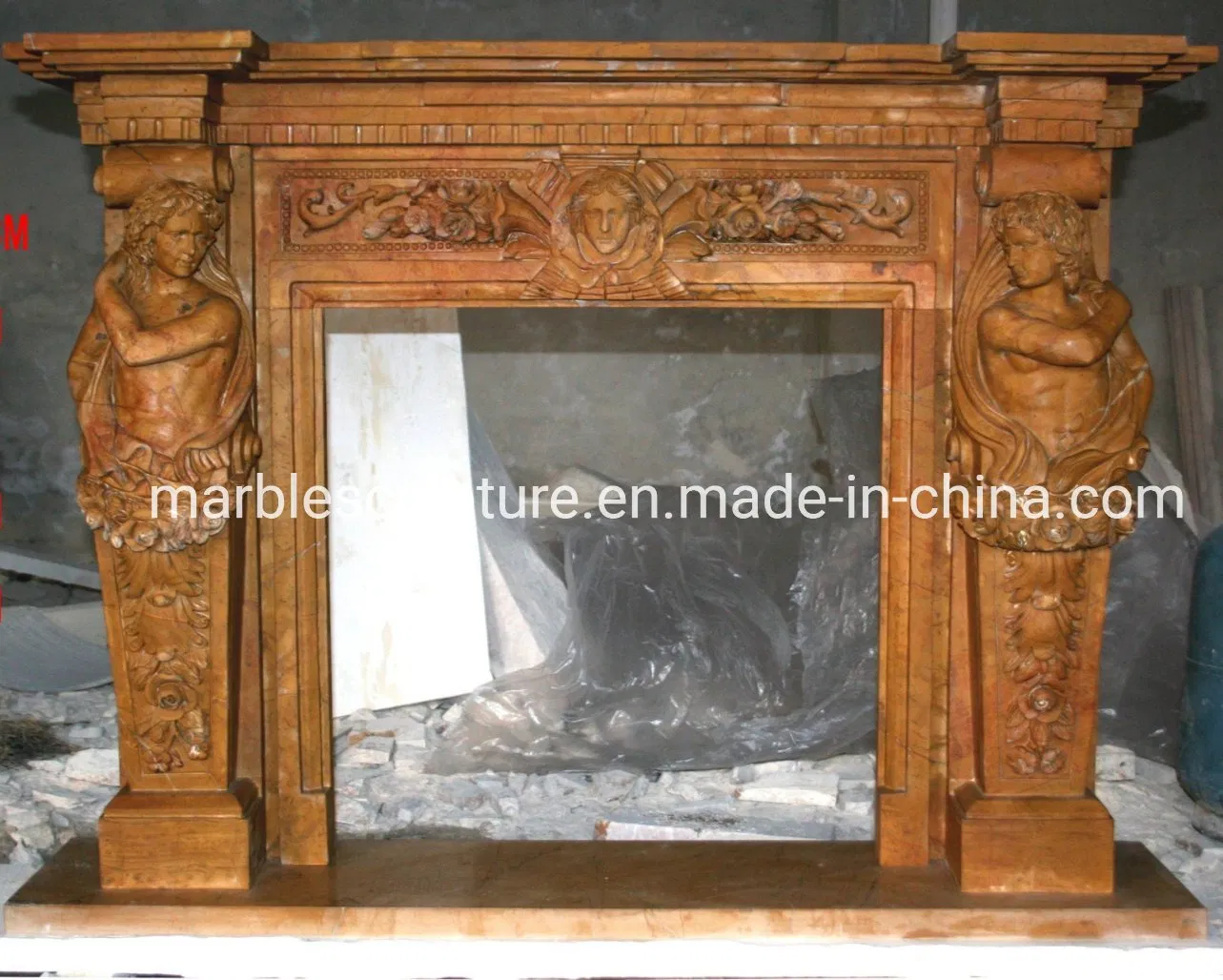 Natural Stone Mantel Sculpture Figure Statue Classic Home Decoration Marble Fireplace (SYMF-028)