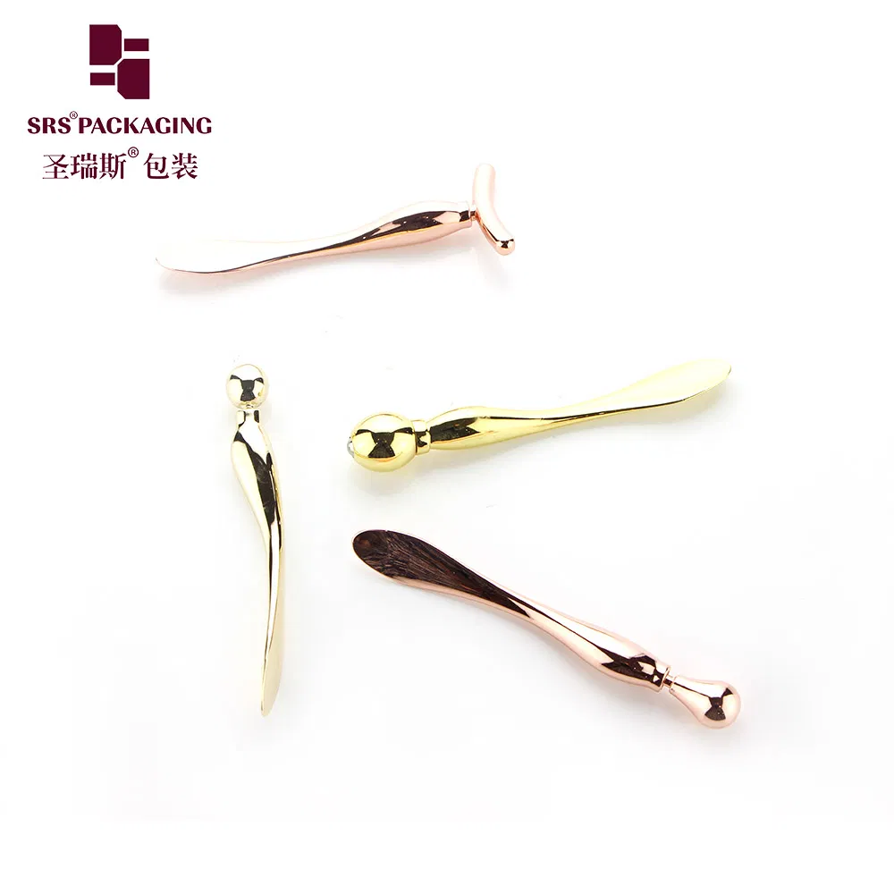 Metal Silver Gold Cosmetic Face Mask Spoon Cream Spatula Tool Plastic Mini Facial 3D Massage Packaging