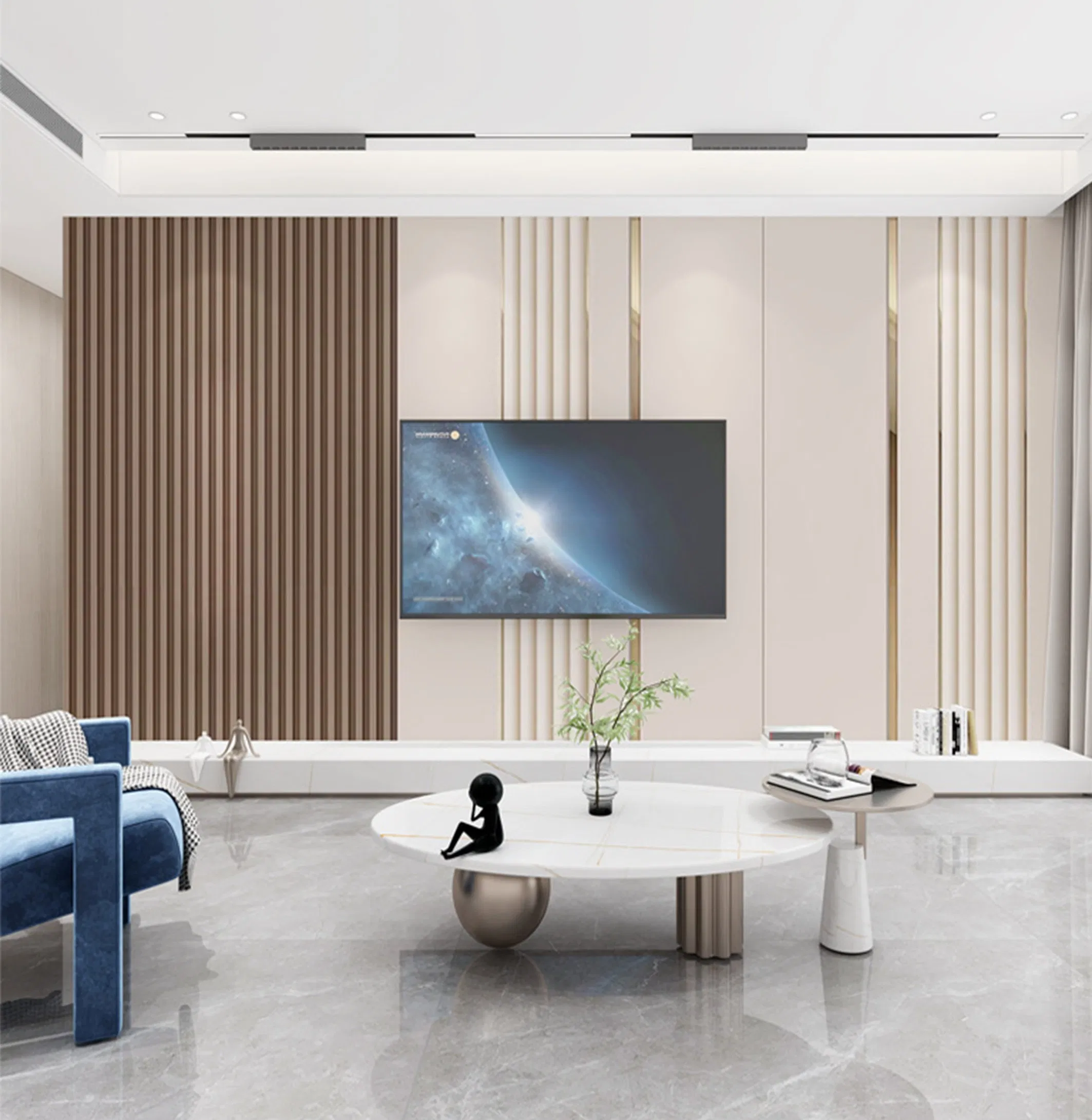 Wooden Grain WPC Grille Board Wall Panel Home Decoration Flame Retardant Plastic Building Material