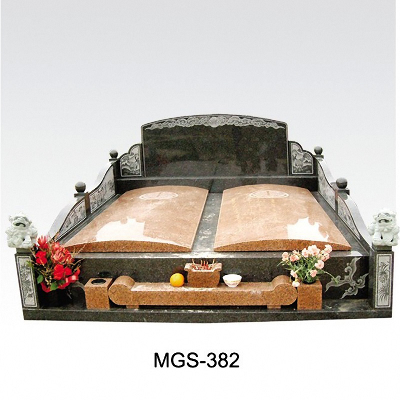 Carving Cemetery Memorials Double Headstone with Vase Lion