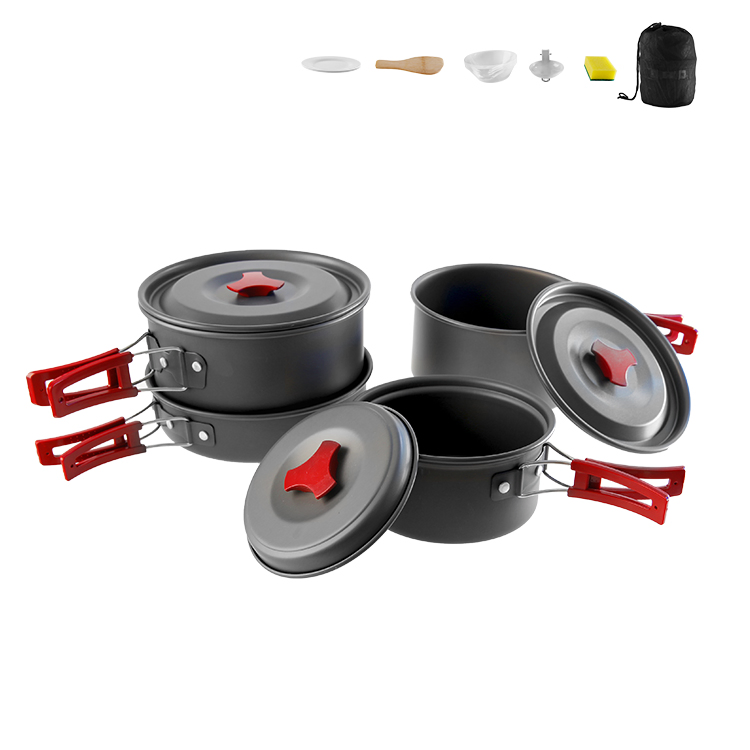 Camping Cookware Utensils Set Nonstick Pan and Pans Mess Kit for Picnic