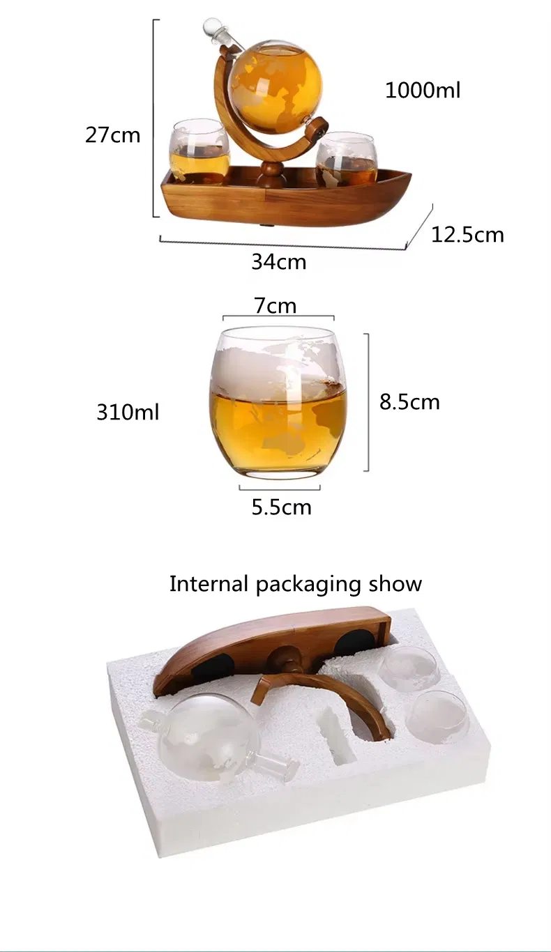 Wholesale Rotatable Sailboat Shape Glass Wine Decanter Bubbler Craft Bottle Special-Shaped Fermentation Jar Earth Instrument Liquor Divid
