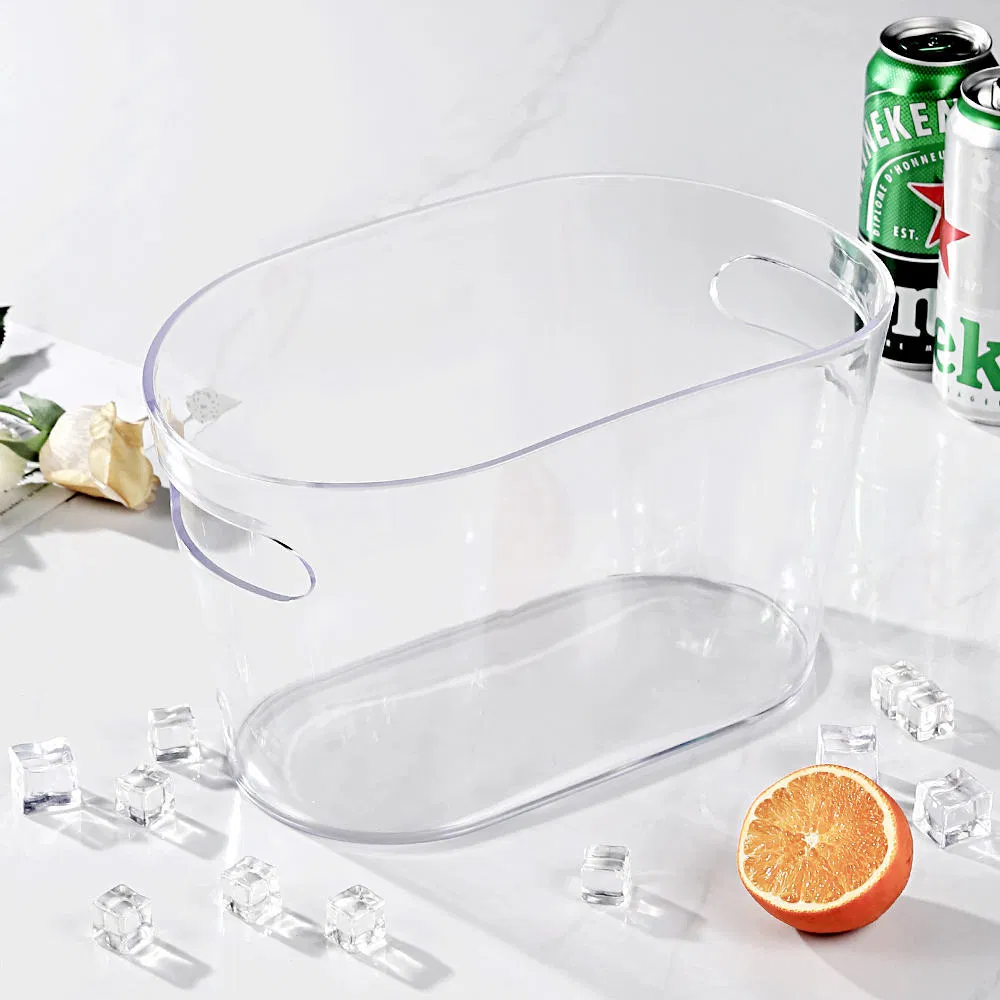 Wholesale Clear PS Plastic Ice Buckets, Multiple Shapes with Handles