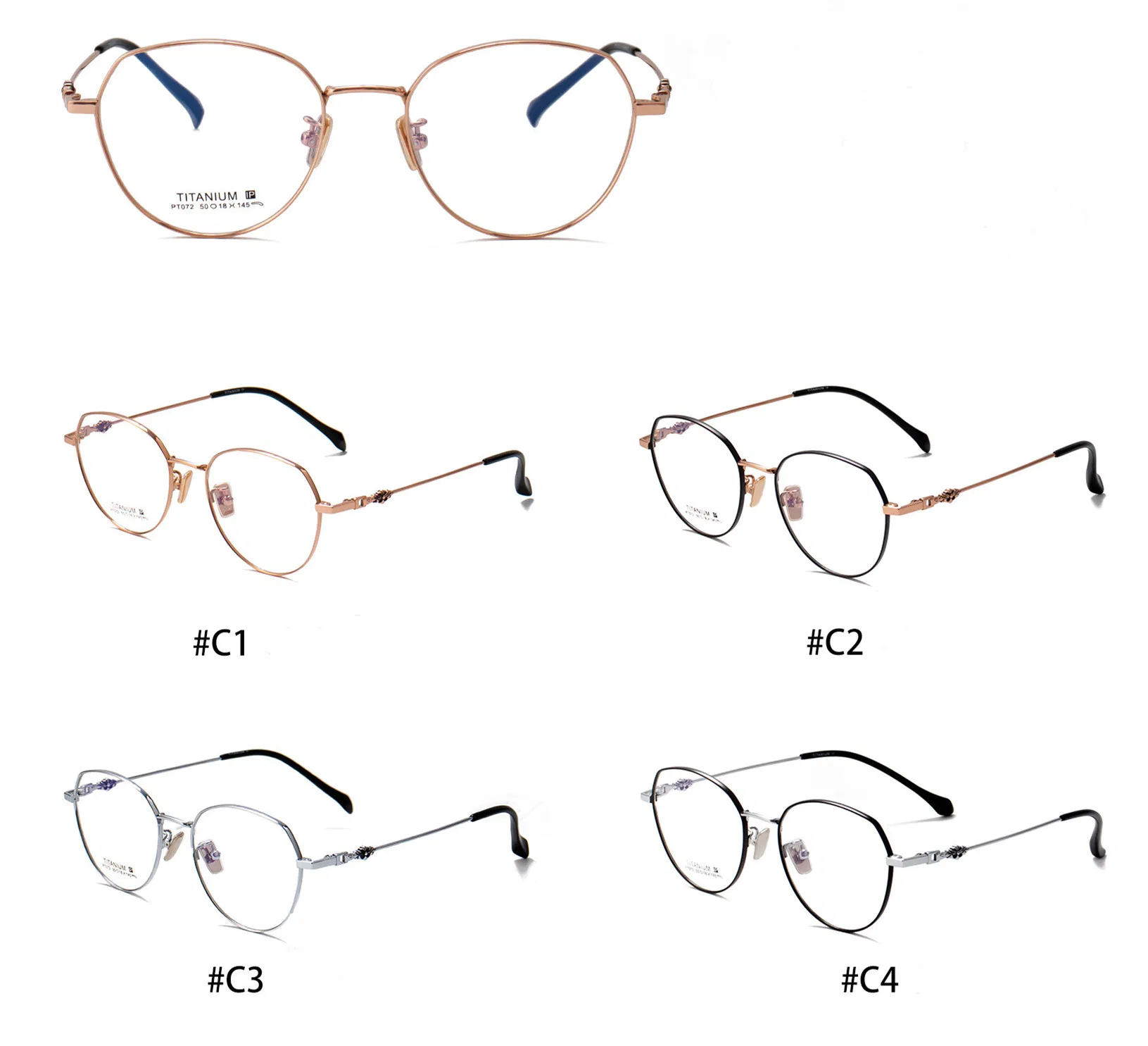 Round Shape Women Metallic Eyewear Trendy Durable Eyeglass Frames
