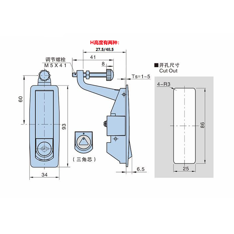 Xk141-35b-P Room Door Panel Security Locks Handle Pop-up Flush Button Panel Cabinet Lock