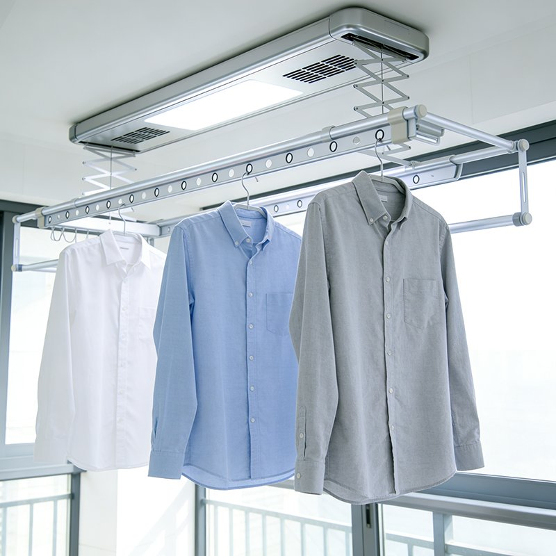 Simple Smart Clothes Drying Rack Space-Saving Drying Single-Rod Voice-Activated Drying Adjustable Height Freely Extendable