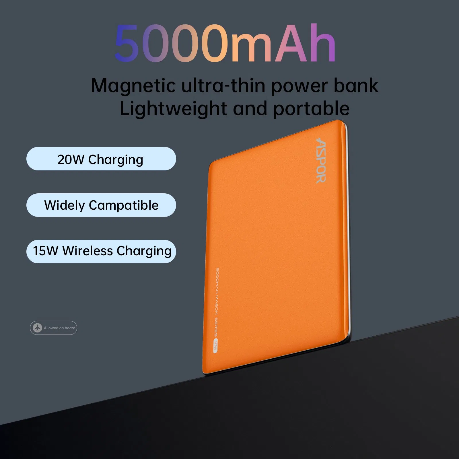 5000mAh Magsafe Power Bank 0.7cm Slim Design Pd 20W Fast Charging