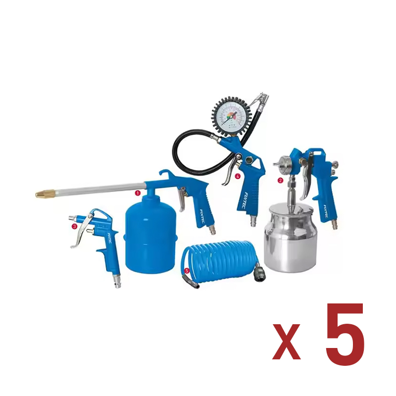 Fixtec 5PCS Pneumatic Sprayer Cleaning Painting Tools Air Compressor Accessories Parts Air Tools Set Kit