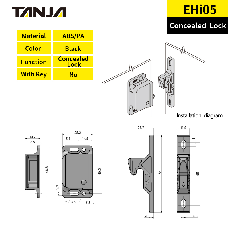 High Quality Ehi05 Concealed Lock for Cabinet, Electrical Box, Instrument Box Lock.