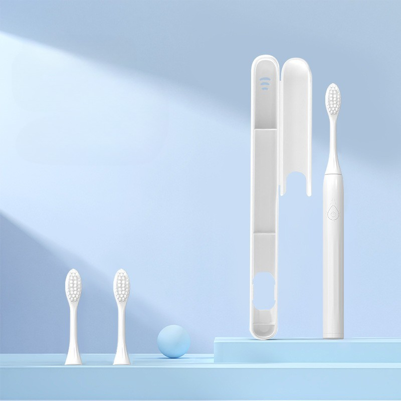 Ultra-Slim and Light Portable Adult Electric Toothbrush for Travel and Business Trips Battery-Powered Sonic Toothbrush with Travel Case