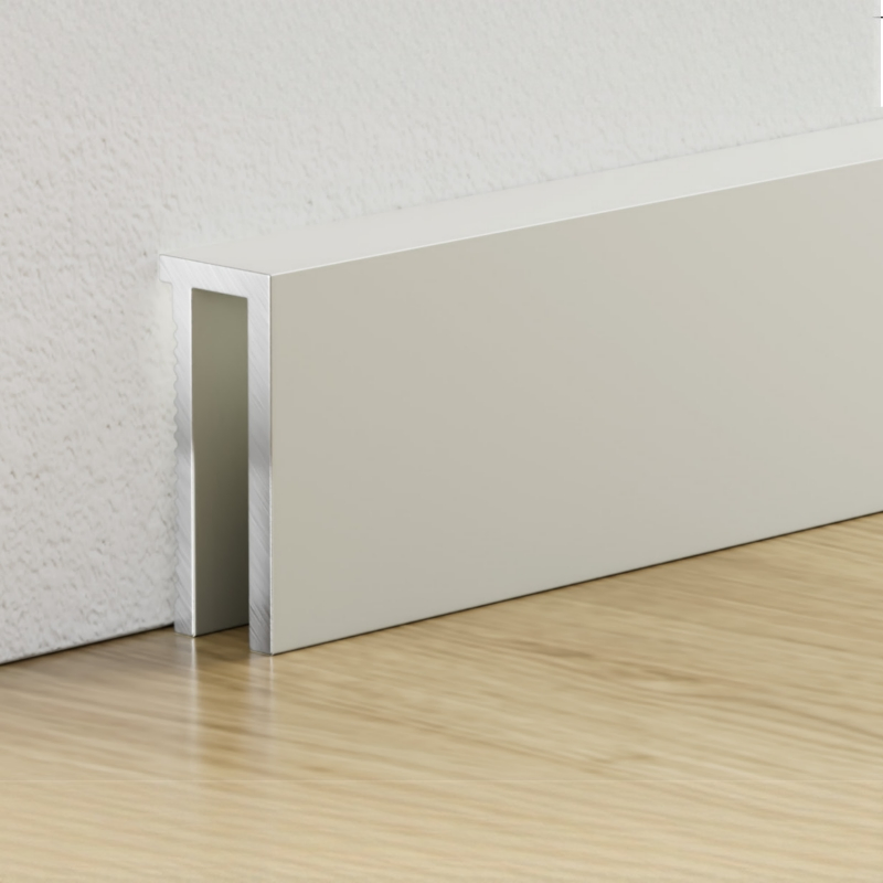 Aluminum Baseboard Skirting Kickboard, Milk White Finishes Available Worldwide, Customizable