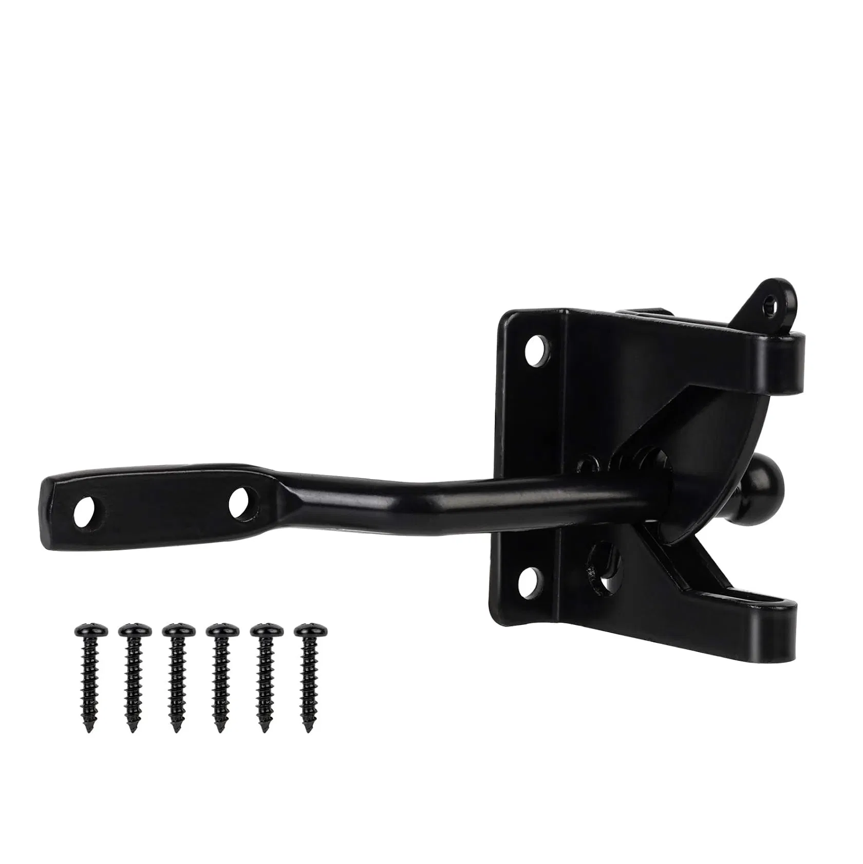 Self-Locking Gate Latch,Automatic Gravity Lever Latch for Wooden Fence Post Mount, Door Latch for Secure Pool,Garden,Shed,Black Powder Coated for Rust Resistanc