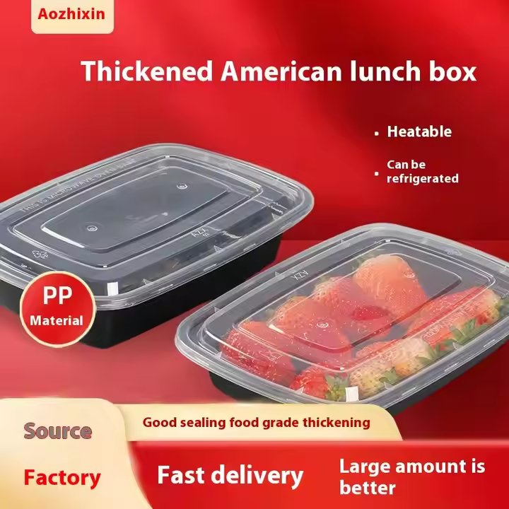 Fast Food Takeout Lunch Box Disposable 1000ml Plastic Rectangular Container