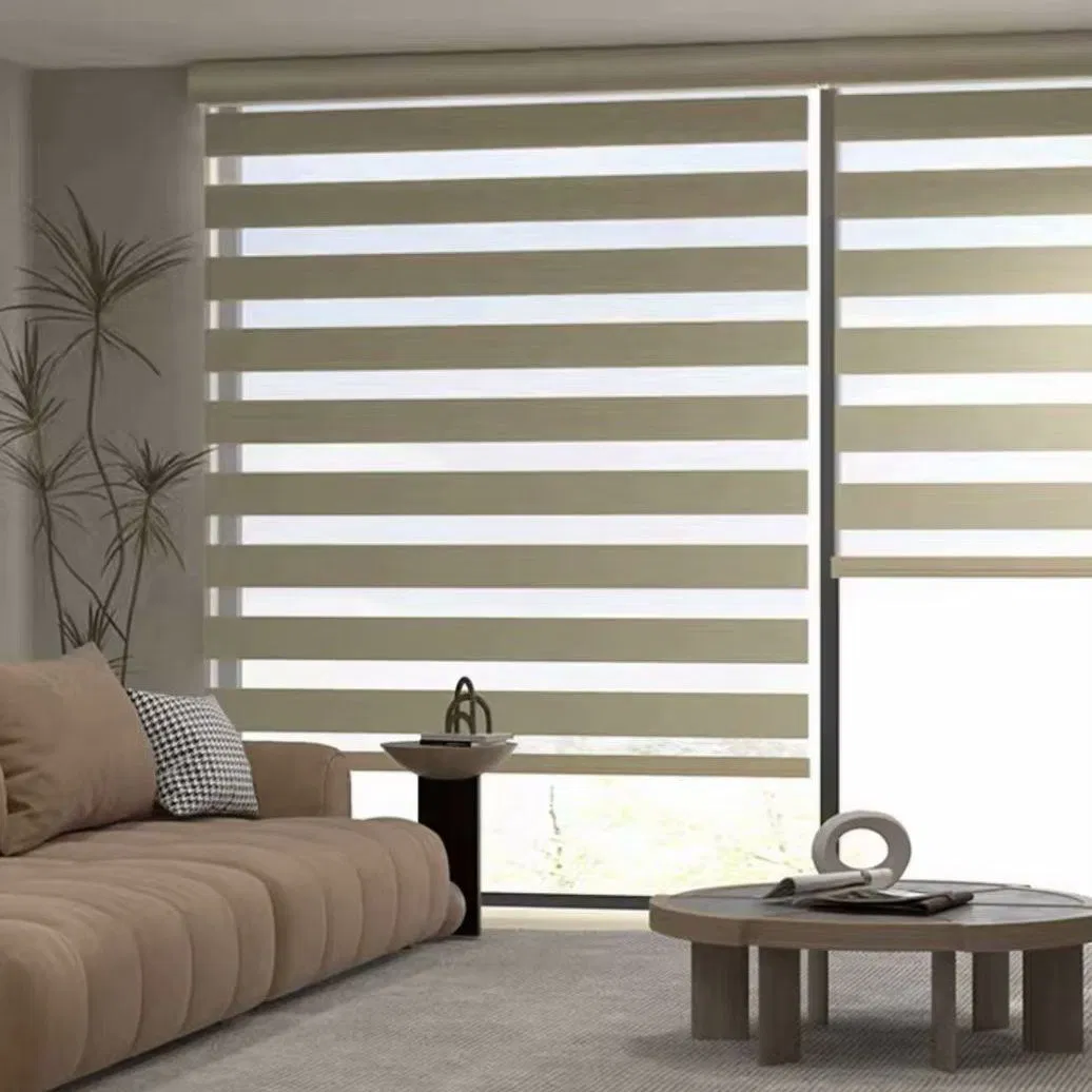 Factory Supply Cordless Operation Spring Tension Dual Day Night Zebra Roller Blinds