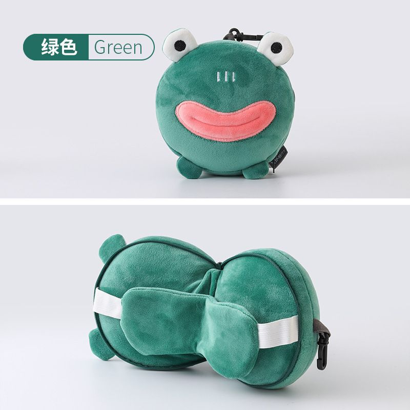 Portable 2 in 1 Neck Pillow Sleeping Mask Flight Sleep Rest Travel Eye Cover