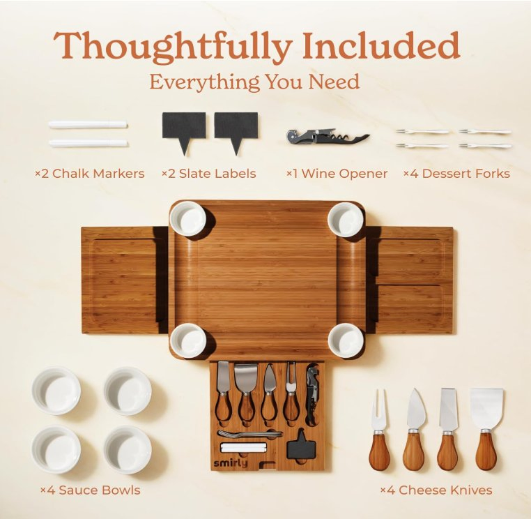 Набор бамбуковой доски для сыра с ножами