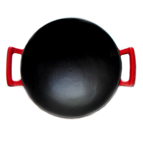 Чугунный вок с эмалью и крышкой, 36 см