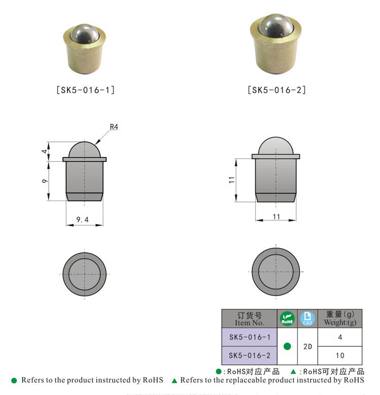 Sk5-016 Stainless Steel Door Closer Ball Catch/Copper Snap Catch