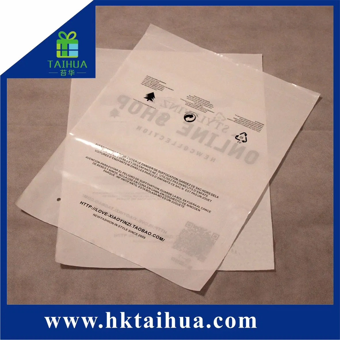 Popular Die Cut Custom Logo Packaging Plastic Bag, Handle Shopping Bags